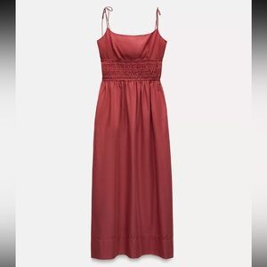 Women's Red Maxi Dress with Smocked Waist